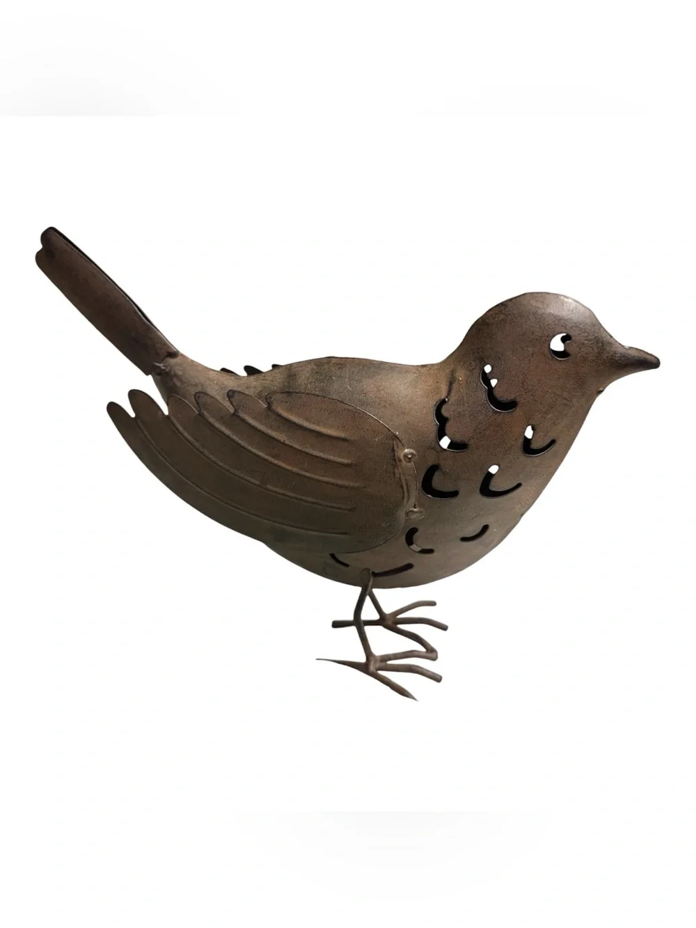 90’s Vintage Made in Mexico Punched Sheet Metal Brown Rustic Large Bird Quail